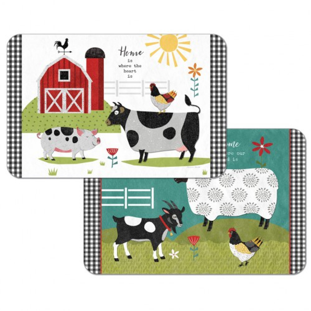 Cala Home Mata Stołowa Podkładka Na Stół Plastikowa Dwustronna Cala Home Farm Charm Wielokolorowa 43 X 28,5 Cm