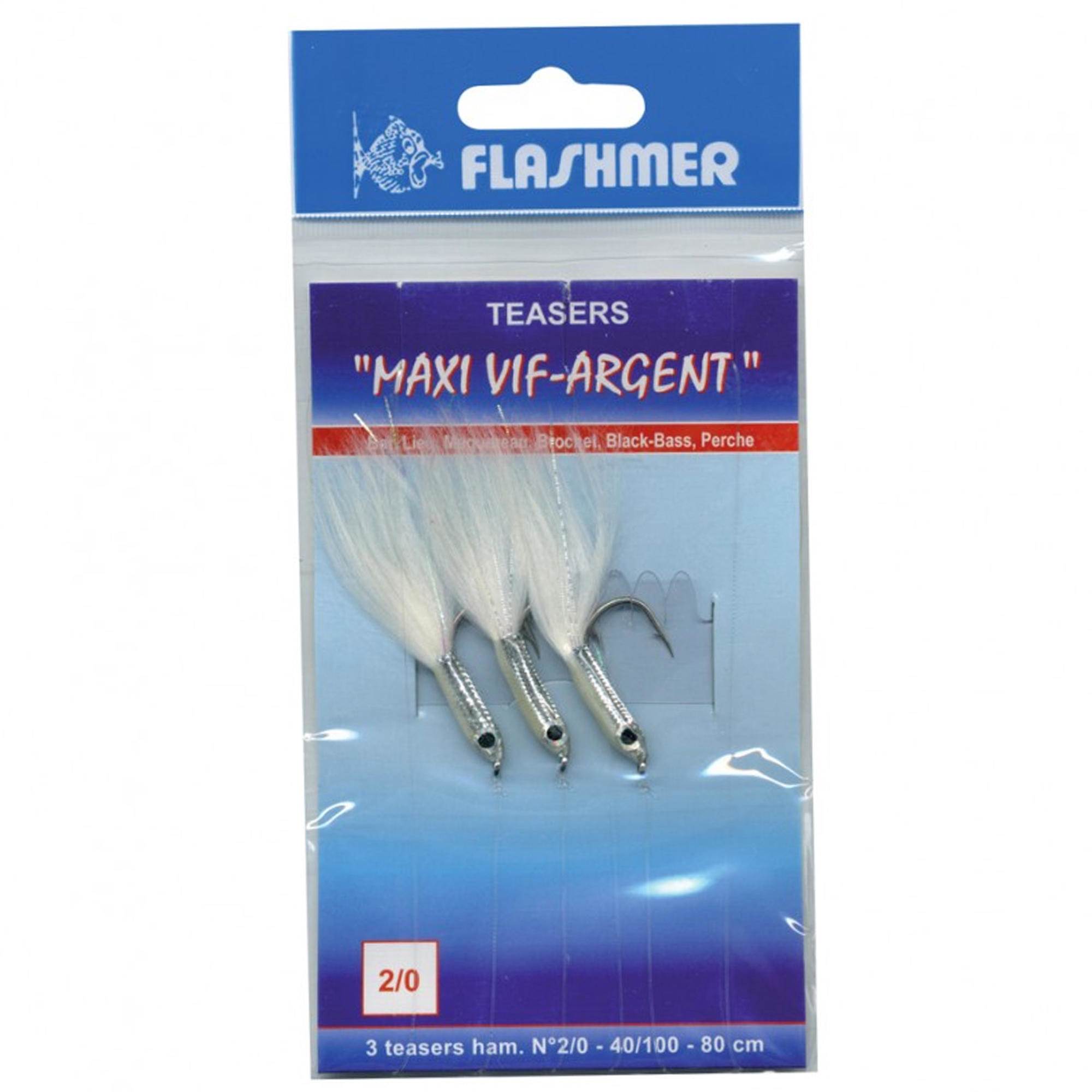 FLASHMER Chwosty Maxi vif srebrne z przyponem 3 haczyki nr 2/0 Unisex