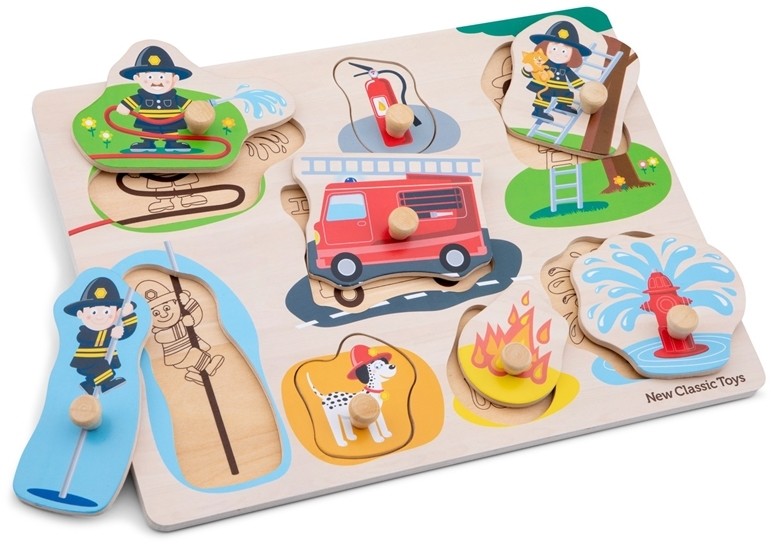 New Classic Toys - Drewniane Puzzle Strażacy (8 elementów)
