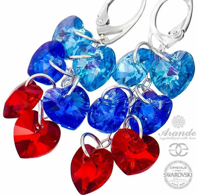 Swarovski długie kolczyki SERCA SREBRO