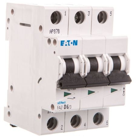 Eaton Wyłącznik nadprądowy 3P D 6A 15kA AC FAZ D6/3 278890