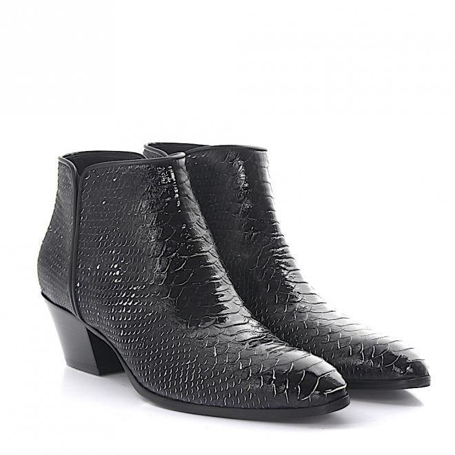 Giuseppe Zanotti Botki DADDY skóra cielęca Wytłoczony wzór bordowy czarny