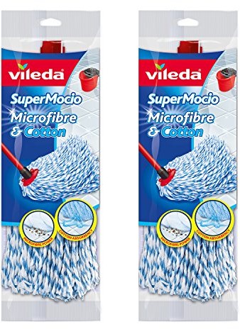 Vileda SuperMocio Micro i bawełna mop Refill, biały, 2 sztuki 152449