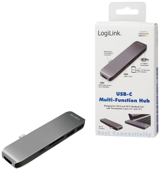 LogiLink Hub USB-C UA0301 wielofunkcyjny 6 w 1 aluminiowy UA0301