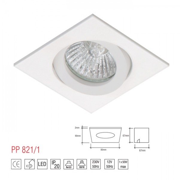 Light&More LM 821/1 OPRAWA HALOGENOWA LED WPUSZCZANA OCZKO REGULOWANA ALUMINIUM BIAŁY MR16 GU10 GU5,3 LM 821/1