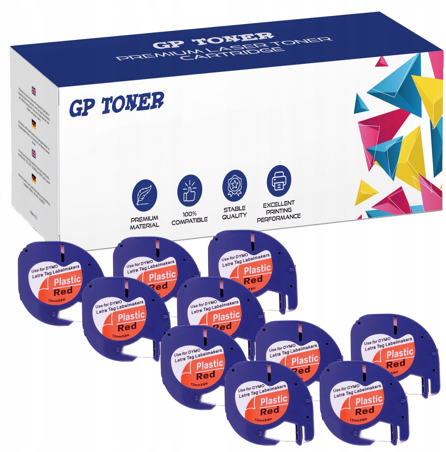 Dymo 10 Taśm do LetraTag 12mmx4m czerwona Plastik