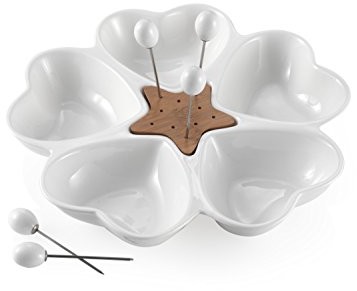 BRANDANI 56818 zestaw do serwowania przystawek Mille Cuori, porcelana/bambusa Brandani_56818