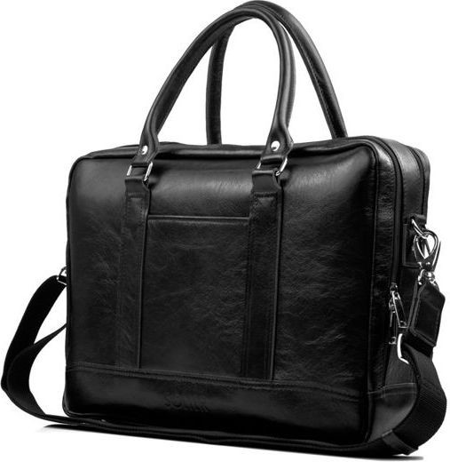 Solier Torba Elegancka Męska torba ze skóry na ramię RUSSEL czarny ! 65947-uniw
