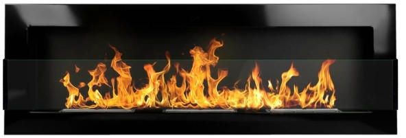 Opinie o Biokominek wiszący z szybą 1200 x 400 mm czarny połysk