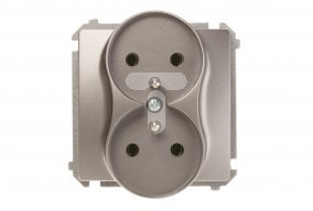 Kontakt Simon Gniazdo ścienne Basic Podwójne z/u (moduł) BMGZ2M.01/21 inox