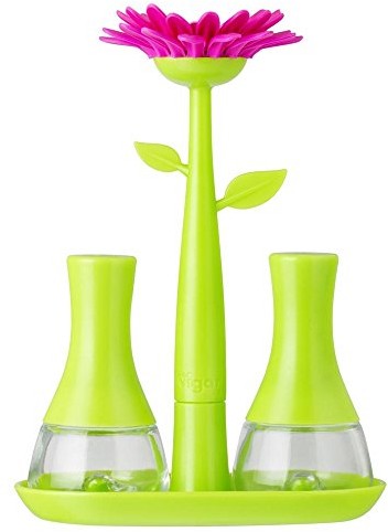 Vigar Flower Power zestaw do soli i pieprzu, zielono-różowe 7019