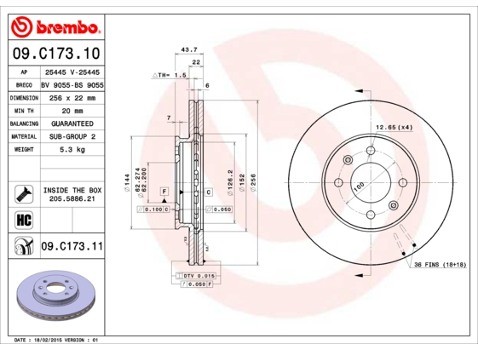 BREMBO Tarcza hamulcowa 09.C173.11