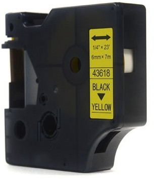 Dymo JetWorld Taśma JetWorld D1 Czarny na Żółtym 6mm x 7m LM100, LM100+, LM200, LM300, LM400, LM420P, LM350, LM350D, LM360D, LM450D, LM26 JWT-D43618N