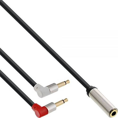 InLine 99251b słuchawek audio Slim samolotu kabel-adapter, 2 X gniazdo mini jack 3,5 MM wtyczka mini jack 3,5 MM, 3 Pin, 2 m Czarny 99251B