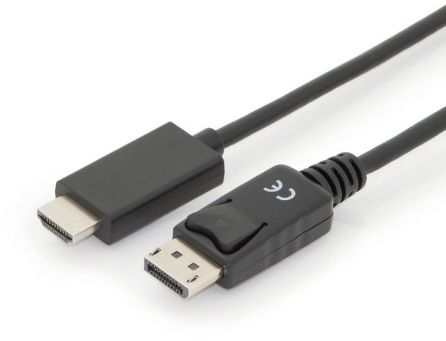 Assmann Kabel adapter DisplayPort 1.2 z zatrzaskiem 4K 60Hz UHD Typ DP/HDMI A M/M czarny 3m AKASSVD00000045