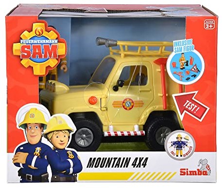 Simba 109252511 - strażak Sam 4x4 samochód terenowy z figurką, samochód strażacki 15 cm, ze światłem, drzwiami do otwierania, akcesoria, od 3 lat 109252511