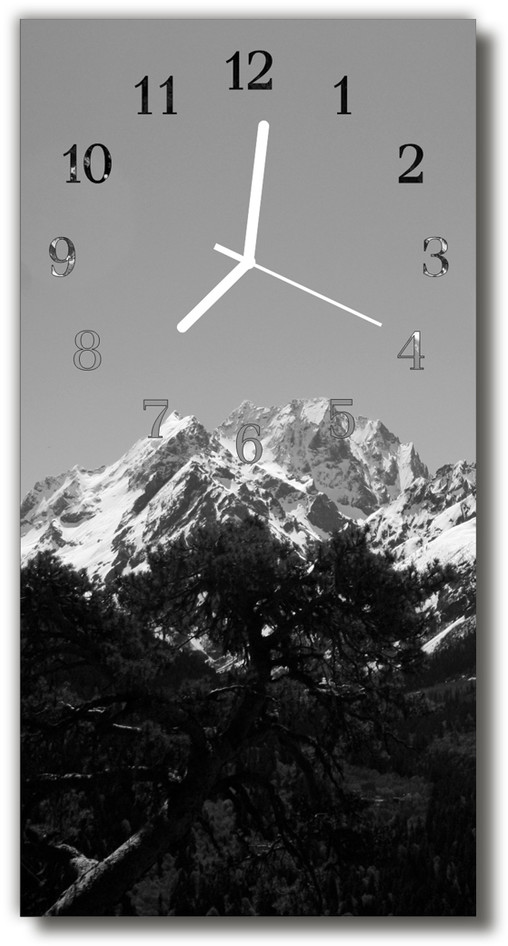 tulup pl Zegar Szklany Pionowy Krajobrazy Góry widok szary 30x60cm