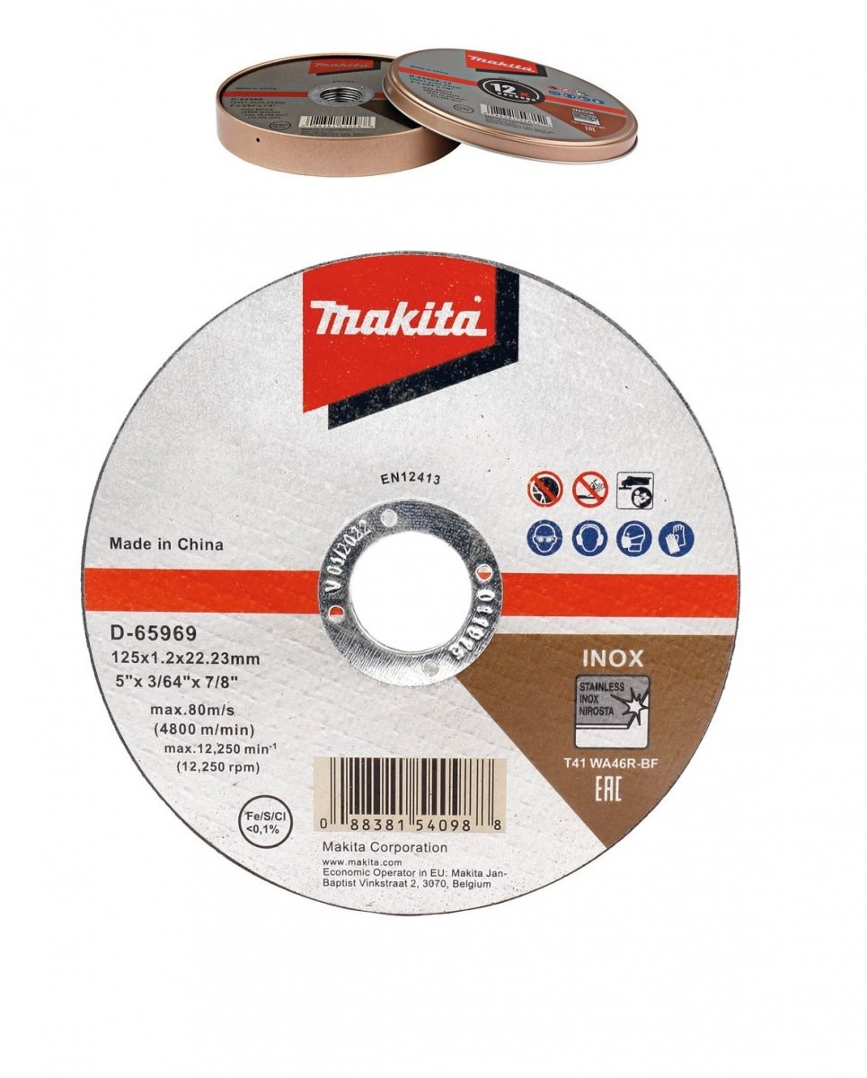 Makita Tarcza tnąca 12szt. 125 x 1.2 x 22.23 mm INOX D-65969-12 D-65969-12