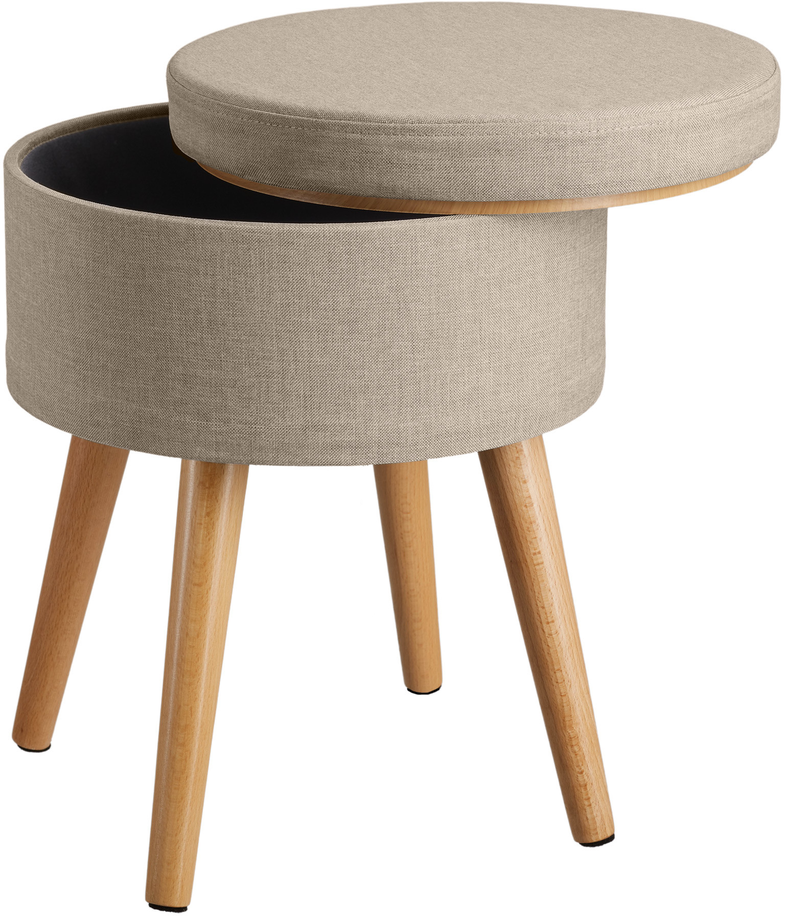 tectake Stołek, taboret Yara w optyce lnu - piaskowy 403972
