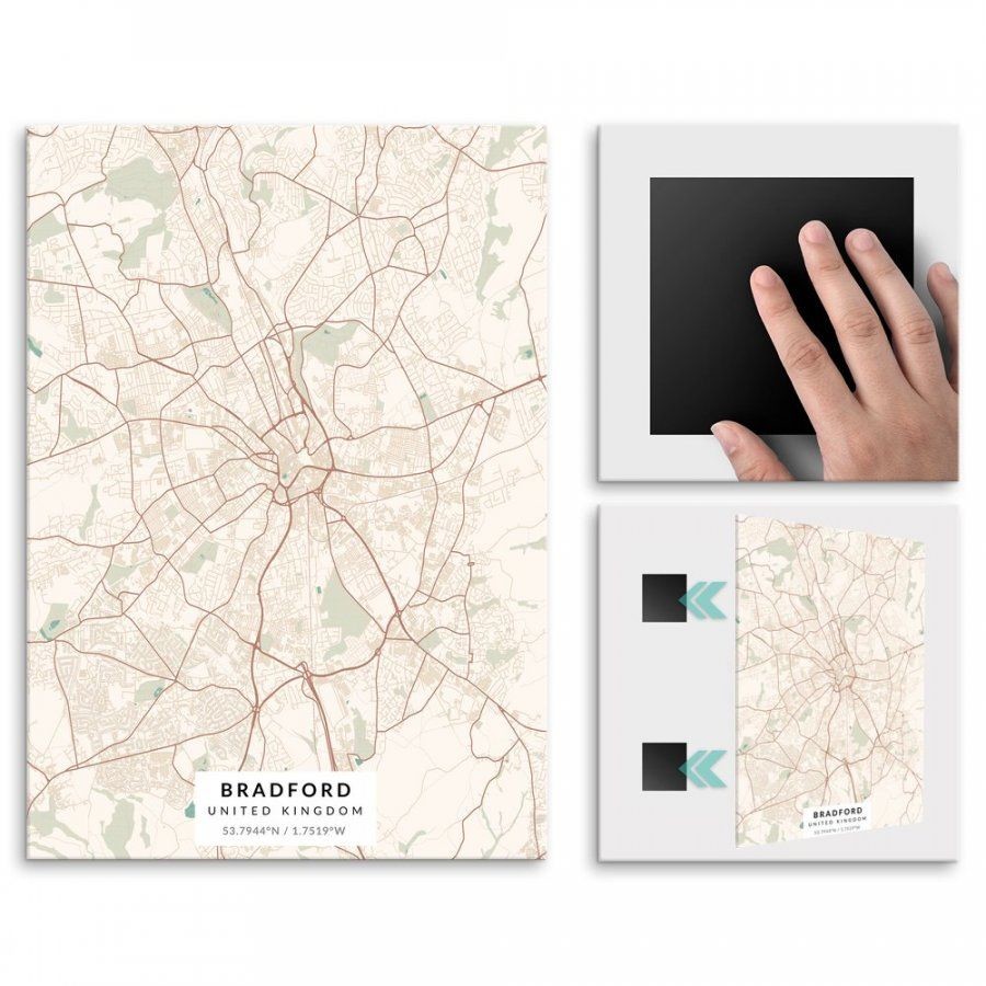 Pix4home Plakat metalowy Mapa Vintage Bradford M POS-M-04154
