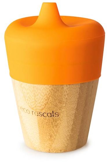 Eco Rascals Kubek bambusowy do picia z silikonową nakładką Pomarańczowy