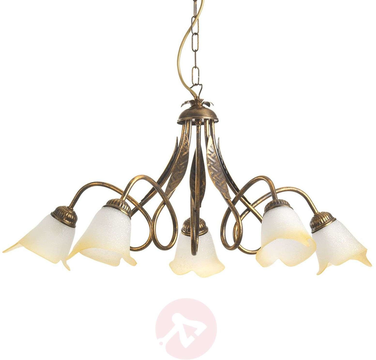 ONLI Lampa wisząca Doppio Giro 5-pkt. kremowa/brązowa