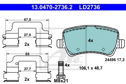 ATE Klocki hamulcowe ATE 13.0470-2736.2
