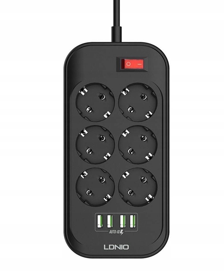 Listwa zasilająca przedłużacz 6 Gniazd + 4x Usb
