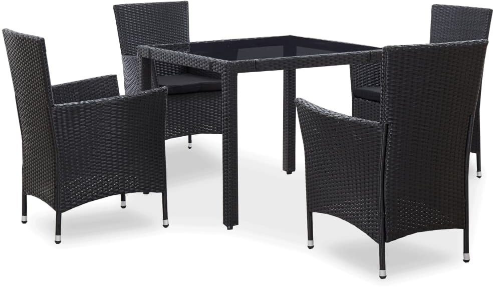 vidaXL 5-cz. zestaw mebli ogrodowych, rattan PE, czarny