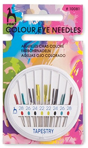 Pony Złoty  igła igielne igły do szycia w dozownik  bez czubka Tapestry, tworzywo sztuczne, wielokolorowa, 4.5 x 4.2 x 34.0 cm, 1 jednostek PONY_P10081