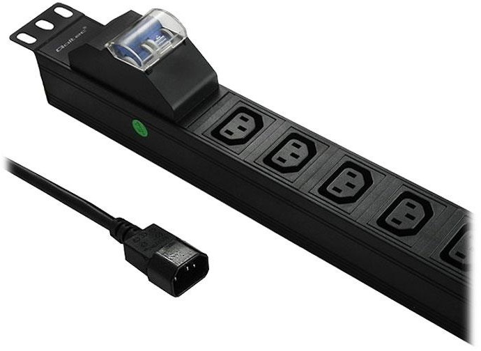 QOLTEC Listwa zasilająca do RACK 19cali | circuit breaker | 1U | 10A | PDU | 8xIEC C13 | 2m (53999)