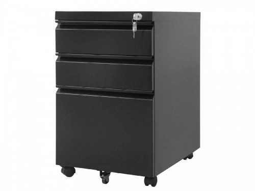 Maclean Szafka podbiurkowa MC-850 kontenerek metalowy z zamkiem czarna, na kółkach 5902211113690