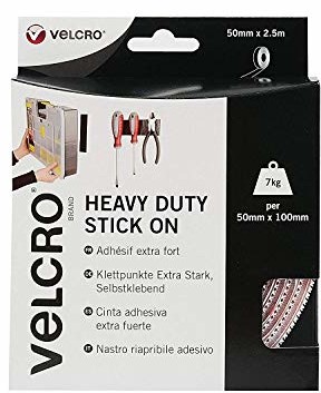 Velcro Heavy Duty Stick On Tape 50 MM X 2,5 meter Biały  zapięcie na rzep do naklejenia i flauszem część Extra Stark (szer. x dł.) 50 MM X 2,5 meter wei przyczepności