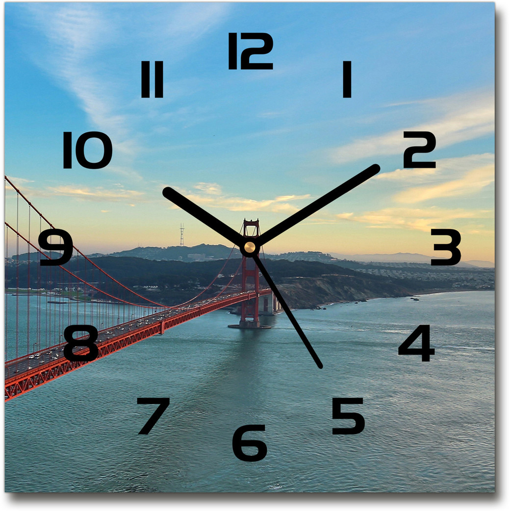 Zegar szklany kwadratowy Most San Francisco