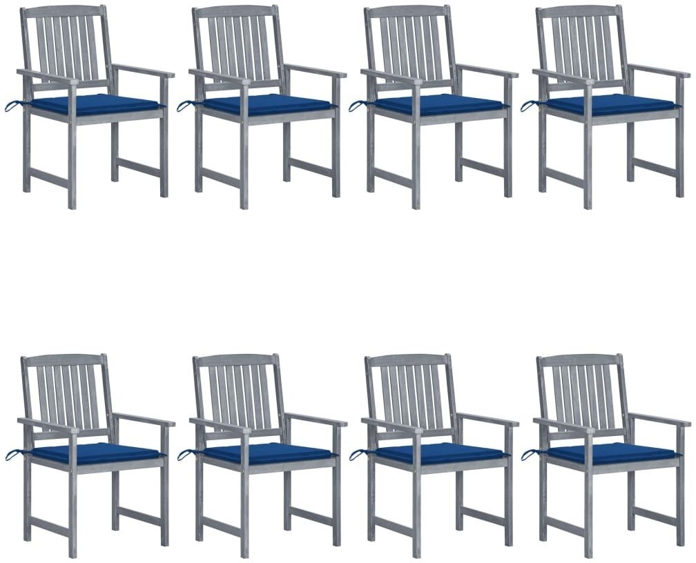 vidaXL Krzesła ogrodowe, poduszki, 8 szt., lite drewno akacjowe, szare! 3078232