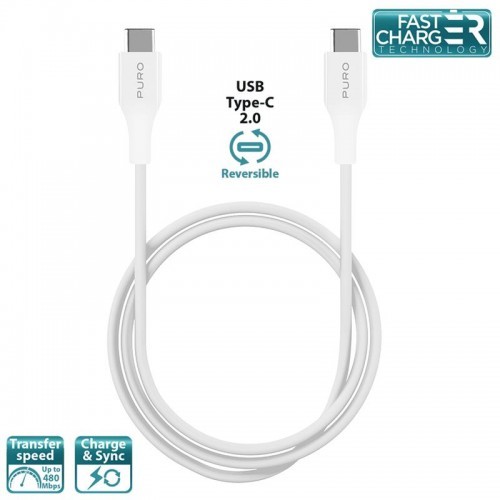 PURO Type-C Charge & Sync Cable - Kabel USB-C 2.0 na USB-C 2.0 do ładowania & synchronizacji danych, 2A, 480 Mbps, 1 m (biały) CUSBCUSBCWHI