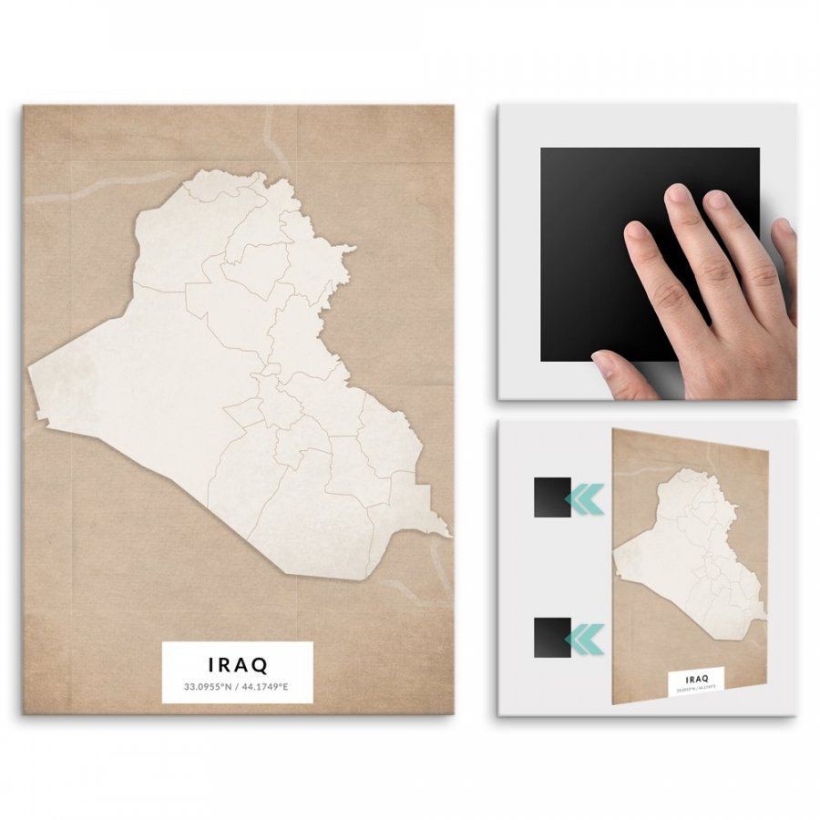 Pix4home Plakat metalowy Mapa Vintage Irak L POS-L-04333