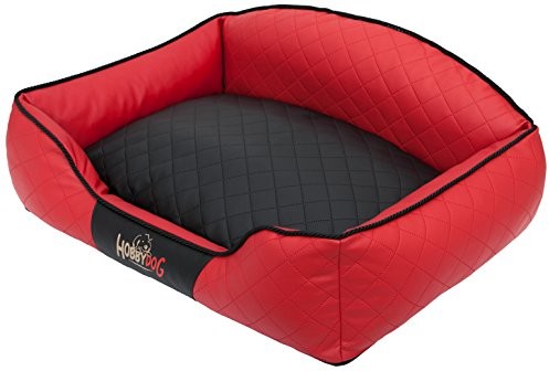 Hobbydog xleli czp12 łóżko/sofa dla psa/kosz Elite z poduszkami ze sztucznej skóry, czarny/czerwony, XL, 84 x 65 x 28 cm 5902052048847