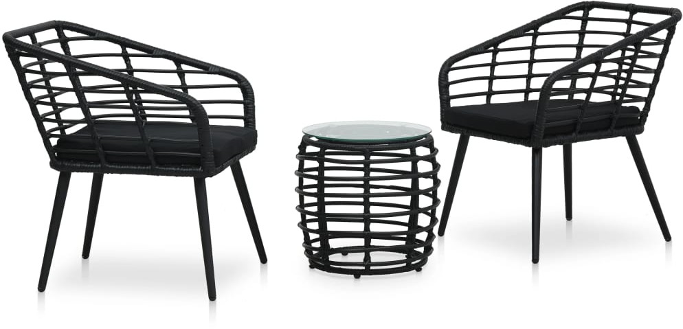 vidaXL 3-cz. zestaw mebli bistro, rattan PE, czarny