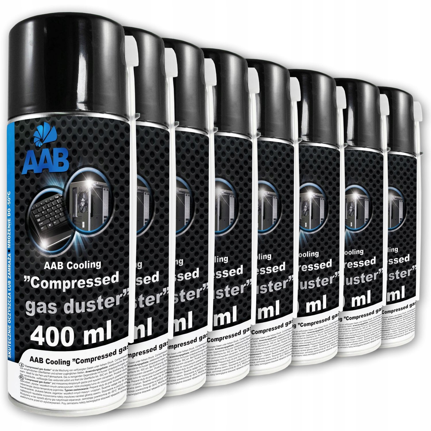 8x Aab Cooling Sprężone Powietrze 400ml + 14xRURKA