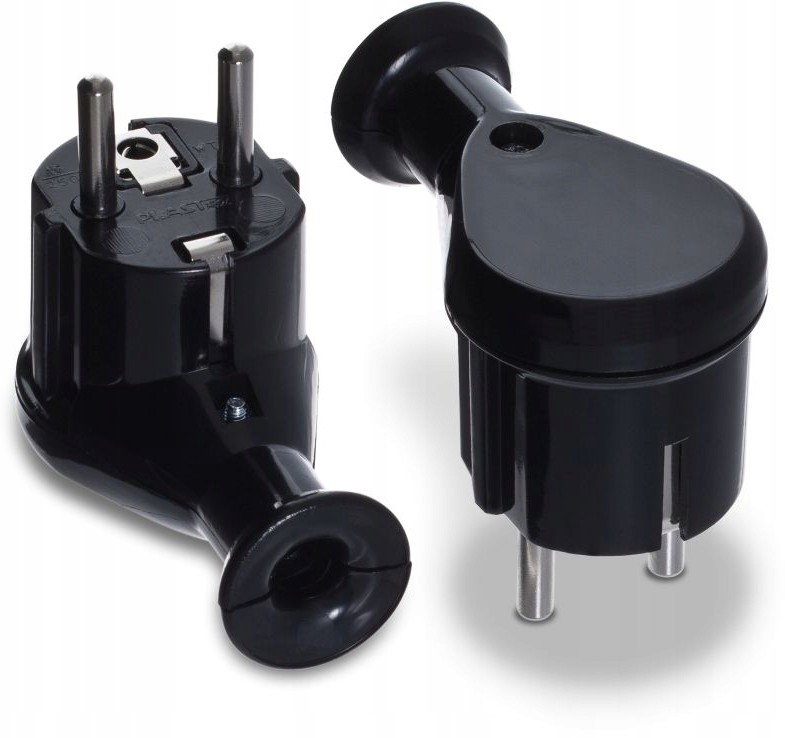 Wtyczka Kątowa Roz Uni-schuko 2P+Z 16A 250V Czarna