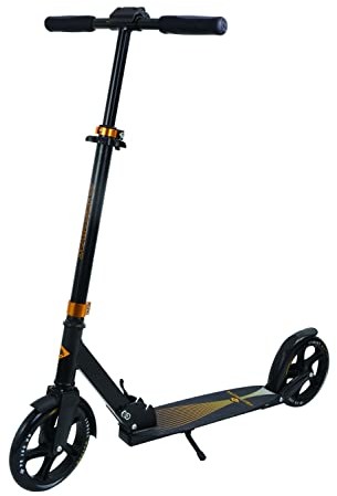 City Scooter Schildkröt Schildkröt Street Master 2.0, koła 200 mm, wysokiej jakości aluminiowa hulajnoga, duża pokrywa, składana, idealna dla dzieci i dorosłych, kolor: czarny matowy złoty, 510003 510003