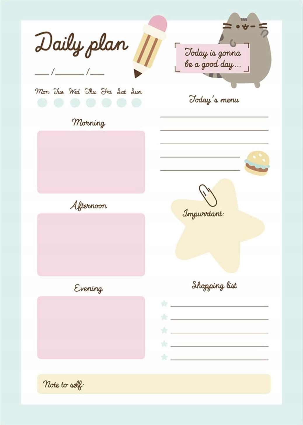 Pusheen kotek is gonna be good day planer dzienny