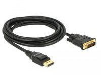 Delock przewód wideo Single Link DisplayPort (M) DVI-D (M) DisplayPort 1,2 A 3,0 m Bierny czarnym (85314) 85314