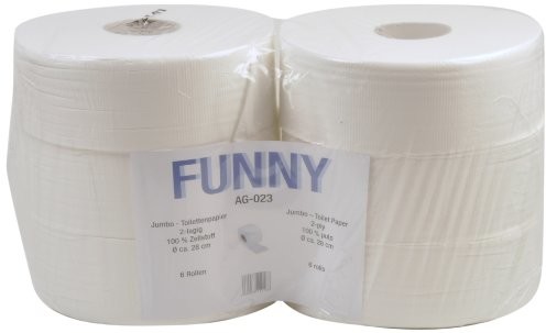 Funny Jumbo  uchwyt na papier toaletowy 2-warstwowa Bright White, średnica około 28 cm, 1er Pack (1 X 6 sztuki) AG-023