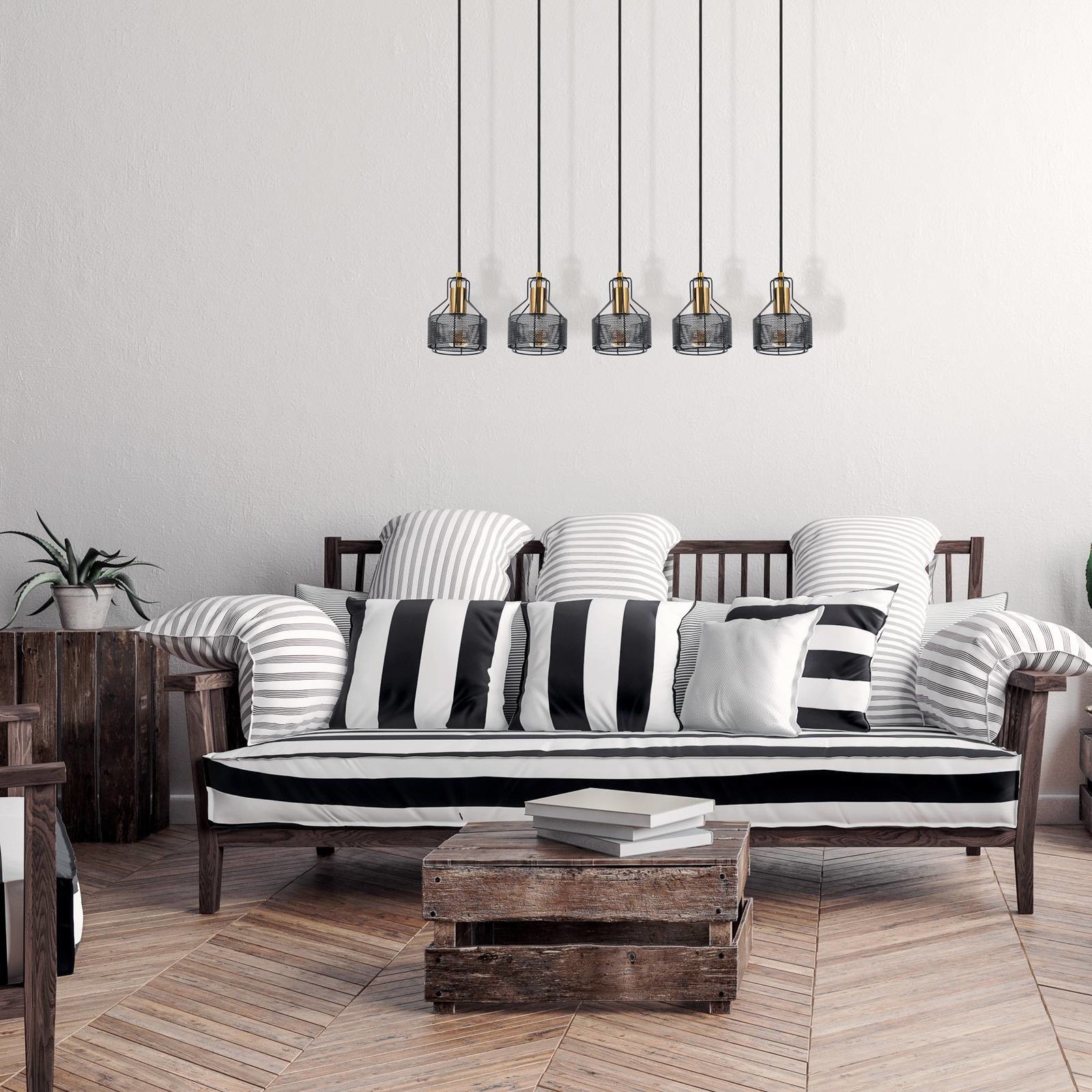 Näve Lampa wisząca Foro, 5-punktowa, czarna/złota