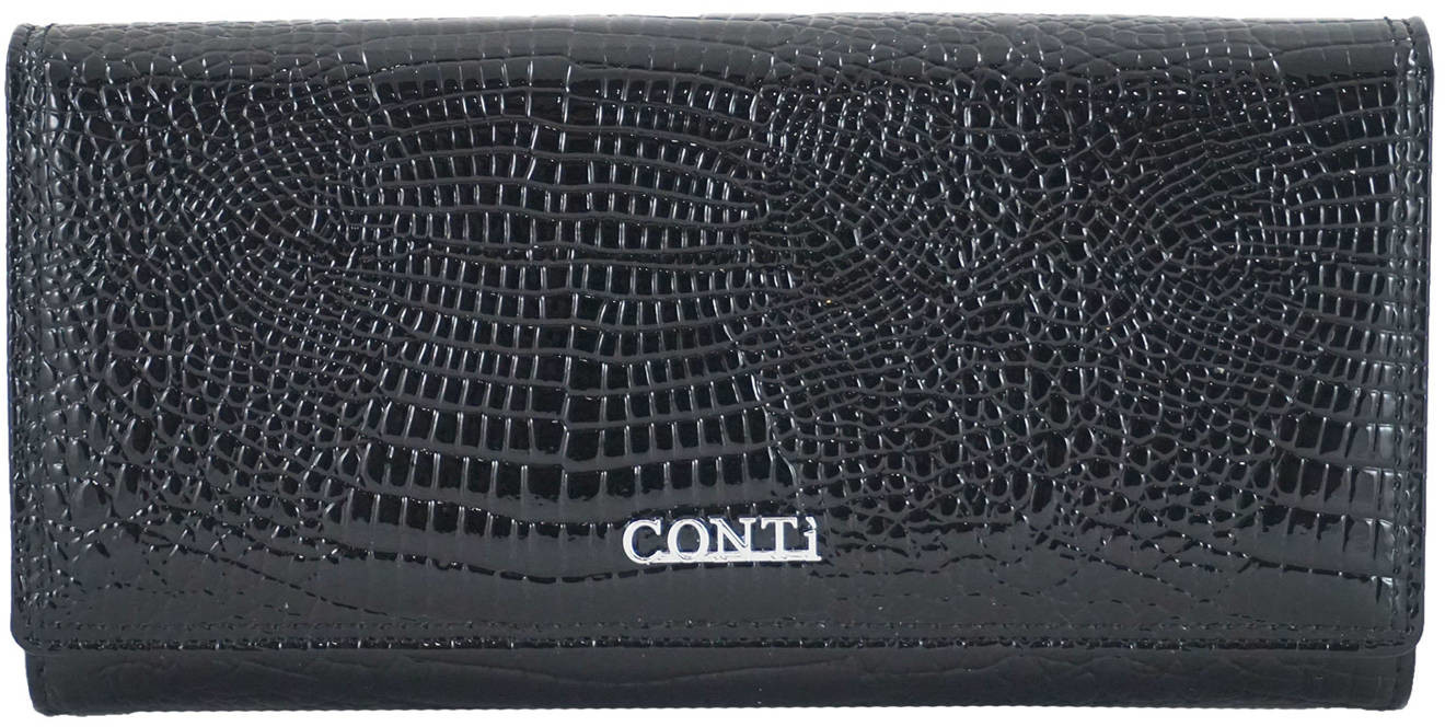 Conti Klasyczny skórzany portfel damski CROCO - Czarny 5288-A-1