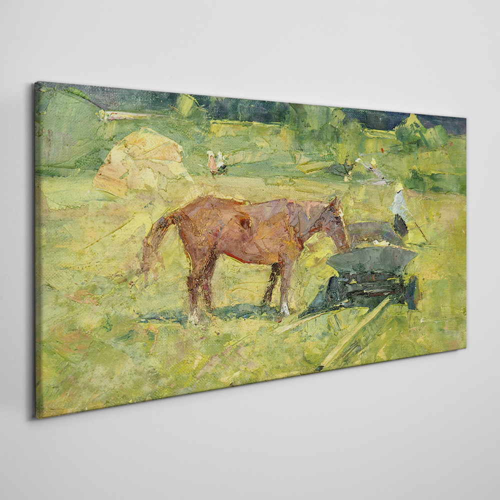 PL Coloray Obraz Canvas Zwierzę koń pole wieśniacy 100x50cm