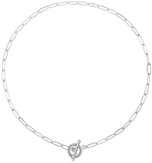 Manoki Choker naszyjnik srebrny łańcuch z ozdobnym zapięciem stal szlachetna -