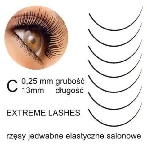 Allepaznokcie Rzęsy jedwabne salonowe extreme lashes C 0.25-13 mm
